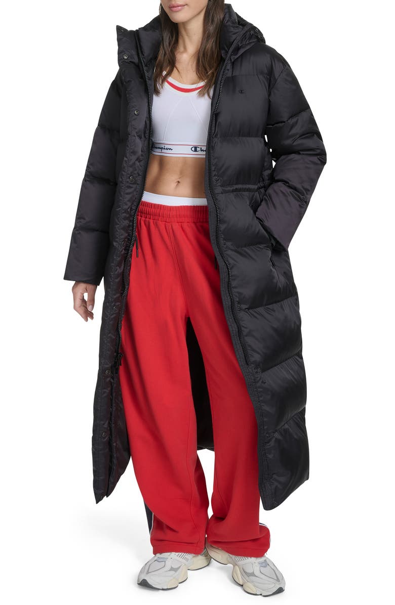 Champion Water Resistant Hooded Puffer Coat, Main, color, Black