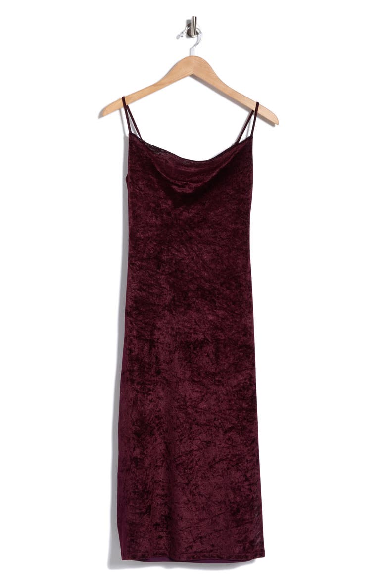 Velvet Midi Slipdress, Alternate, color, BURGUNDY