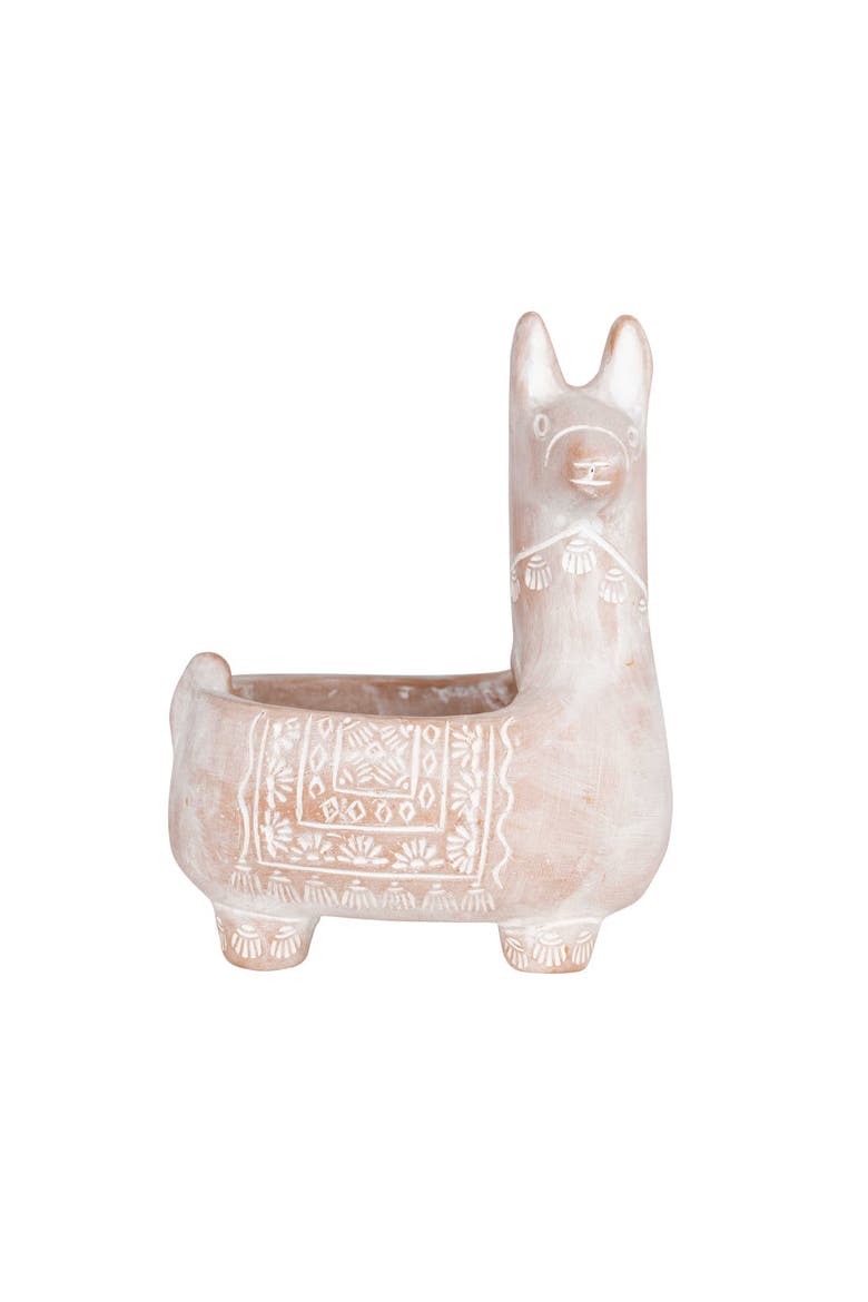 Llama Terracotta Planter, Main, color, Beige
