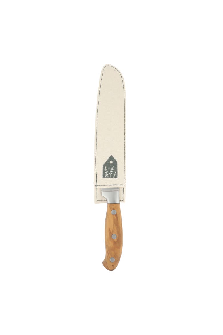 German Steel Bread Knife W/ Italian Olive Wood Forged Handle, Main, color, Natural Wood