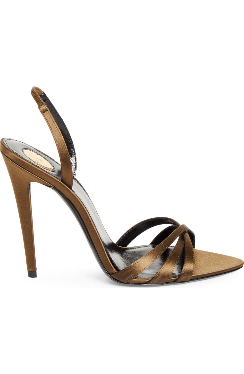 Saint Laurent Kate Pointed Toe Slingback Sandal, Alternate, color, Brown