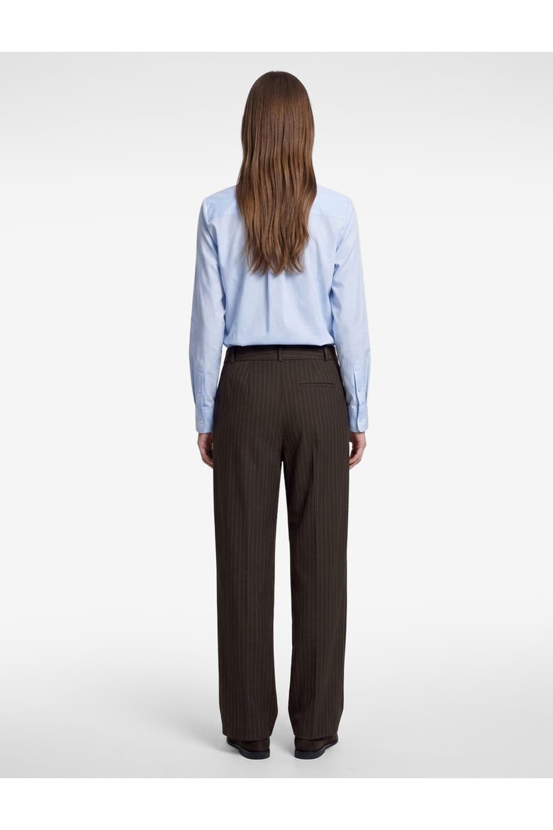 Pinstriped Wide Leg Asymmetric Tailored Baggy Pants with Pleats, Alternate, color, BROWN STRIPE