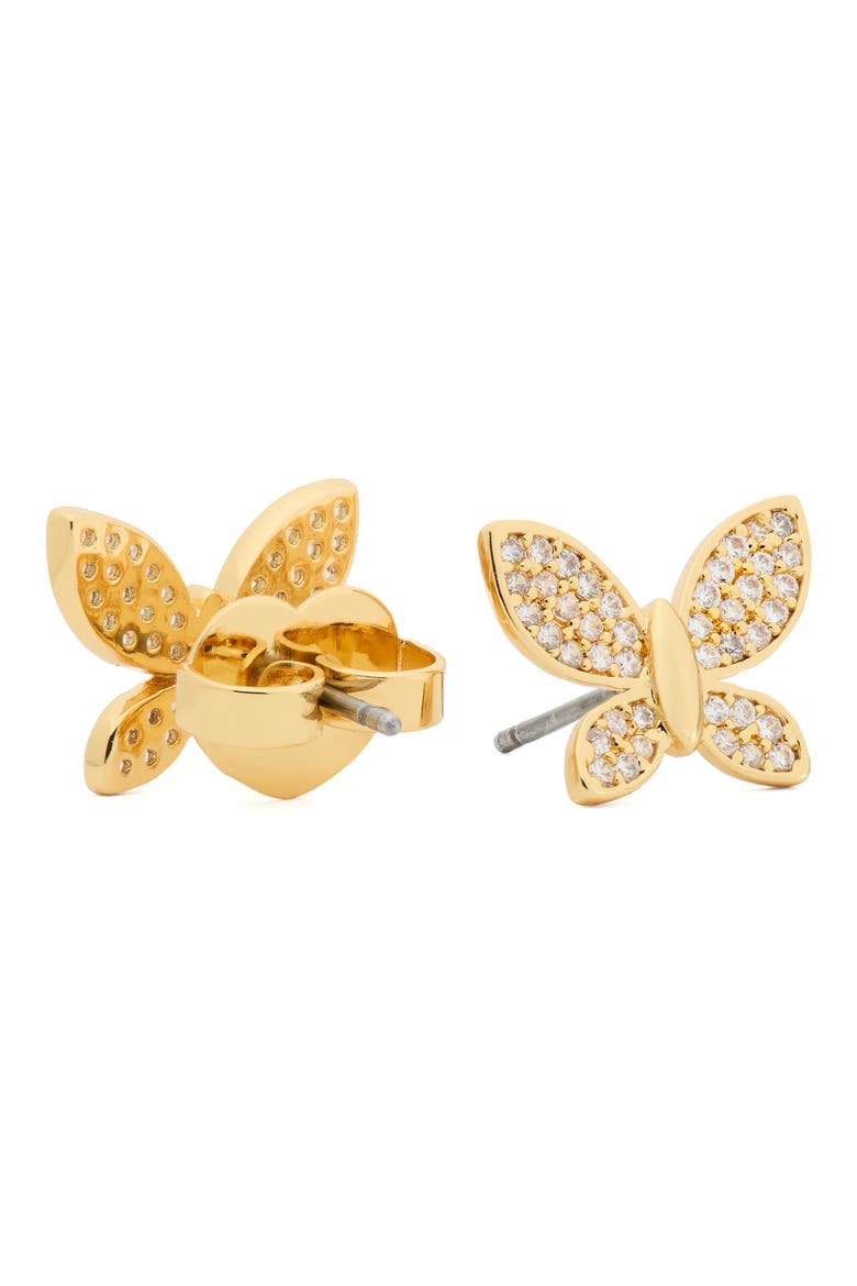 manifest pavé butterfly stud earrings, Alternate, color, CLEAR/ GOLD