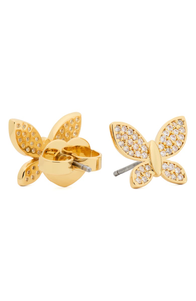 Kate Spade New York manifest pavé butterfly stud earrings, Alternate, color, Clear/ Gold