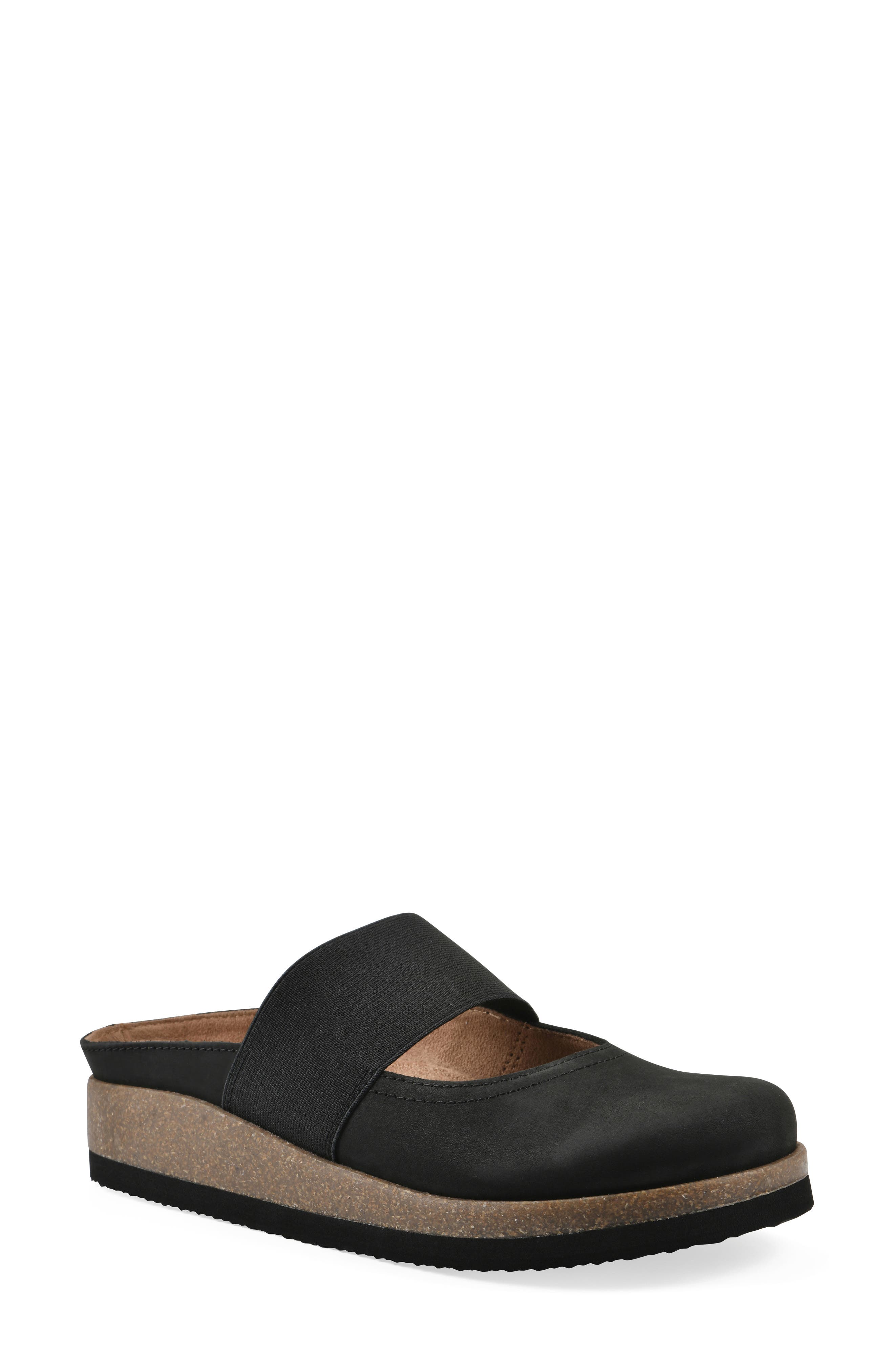 White Mountain Footwear Bassi Wedge Mule, Main, color, Black Nubuck