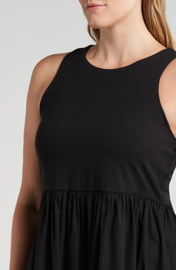Shirred Neck Puff Sleeve Midi Dress