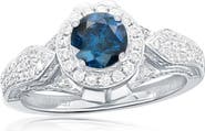 SOUZANA by Suzy Levian 14K White Gold 0.77ct Blue Diamond & 0.37cttw Diamond Ring