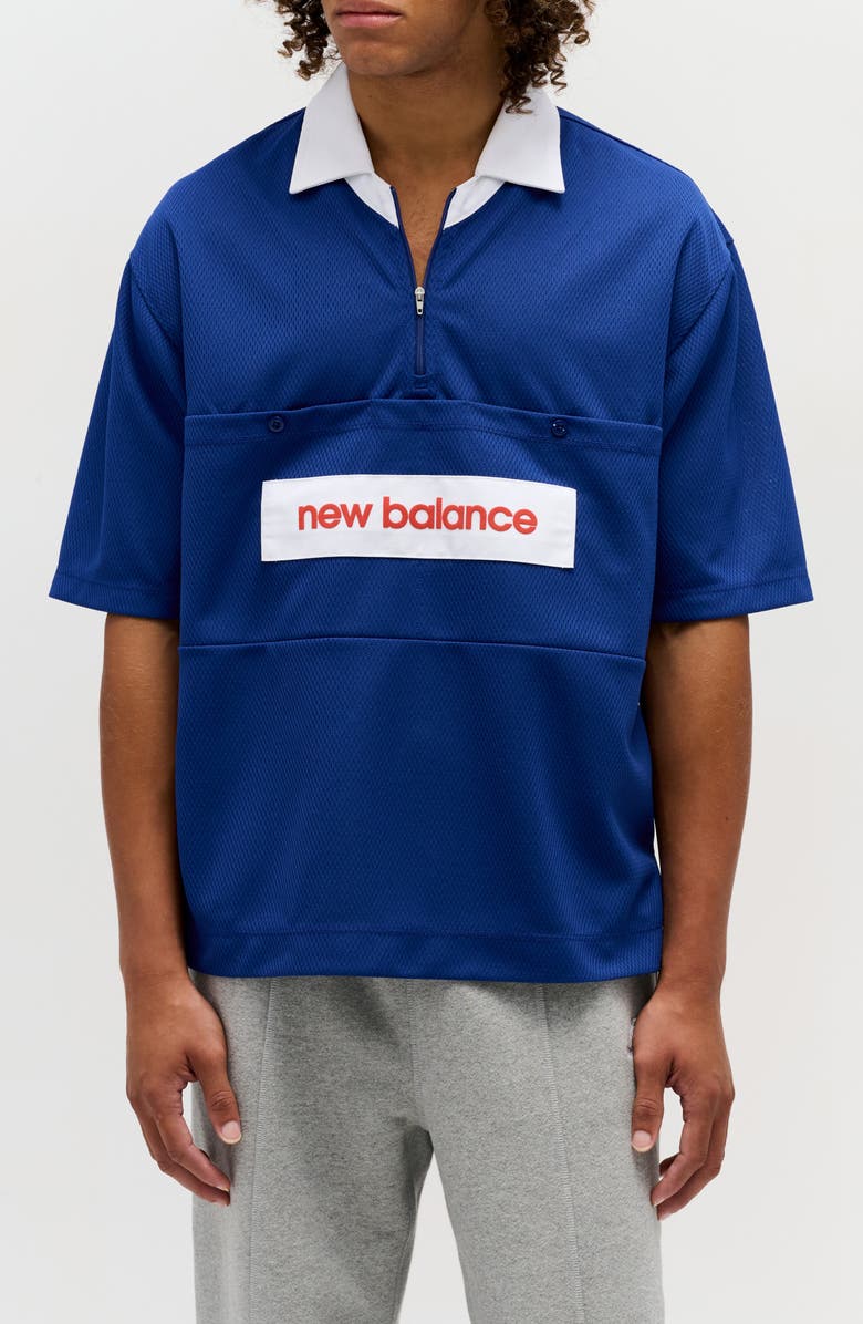 New Balance Made in USA Relaxed Mesh Zip Polo, Main, color, Inkwell
