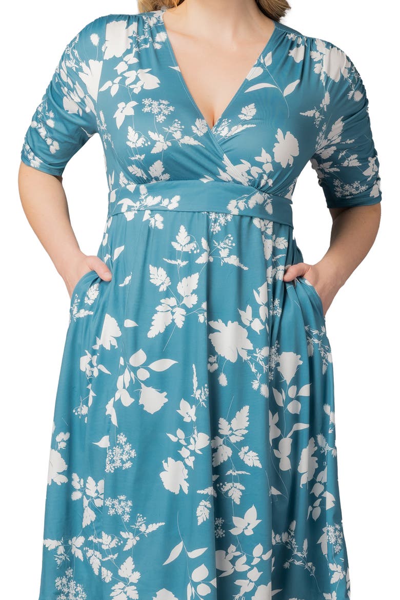 Gabriella Print Jersey A-Line Dress, Alternate, color, AQUA BLOOMS