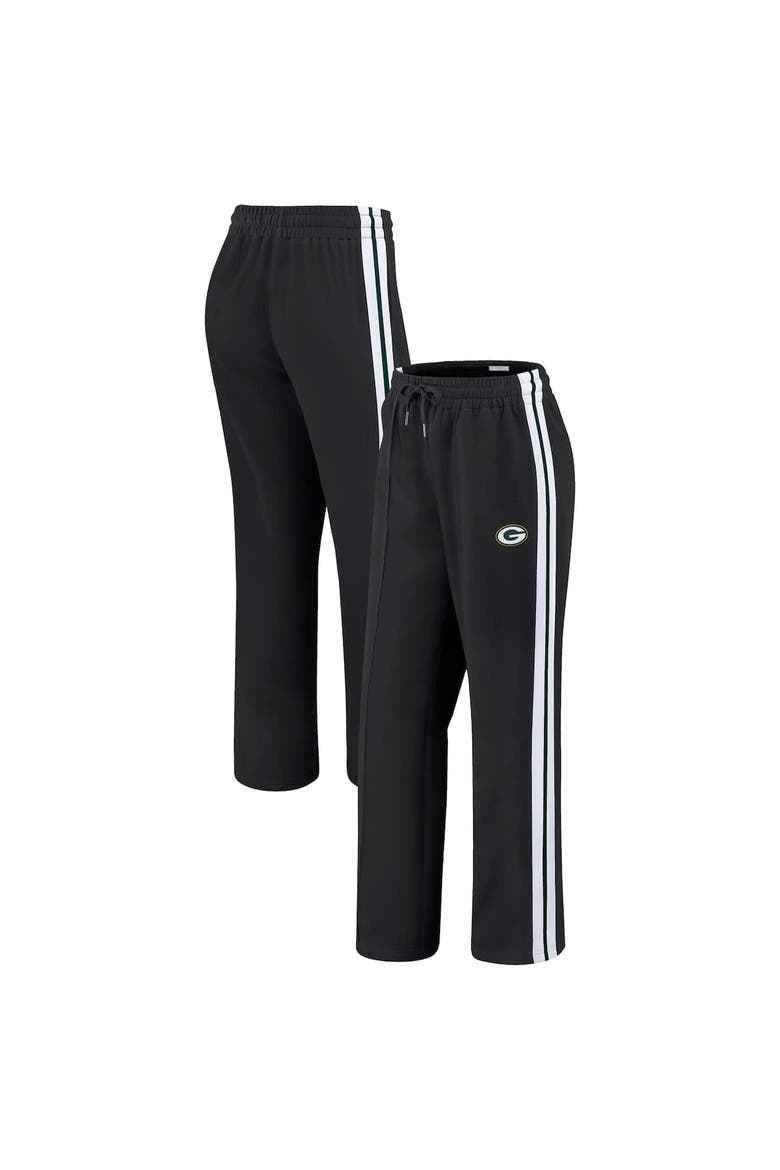 Women's WEAR by Erin Andrews Black Green Bay Packers Color-Block Straight Leg Pants, Alternate, color, Black