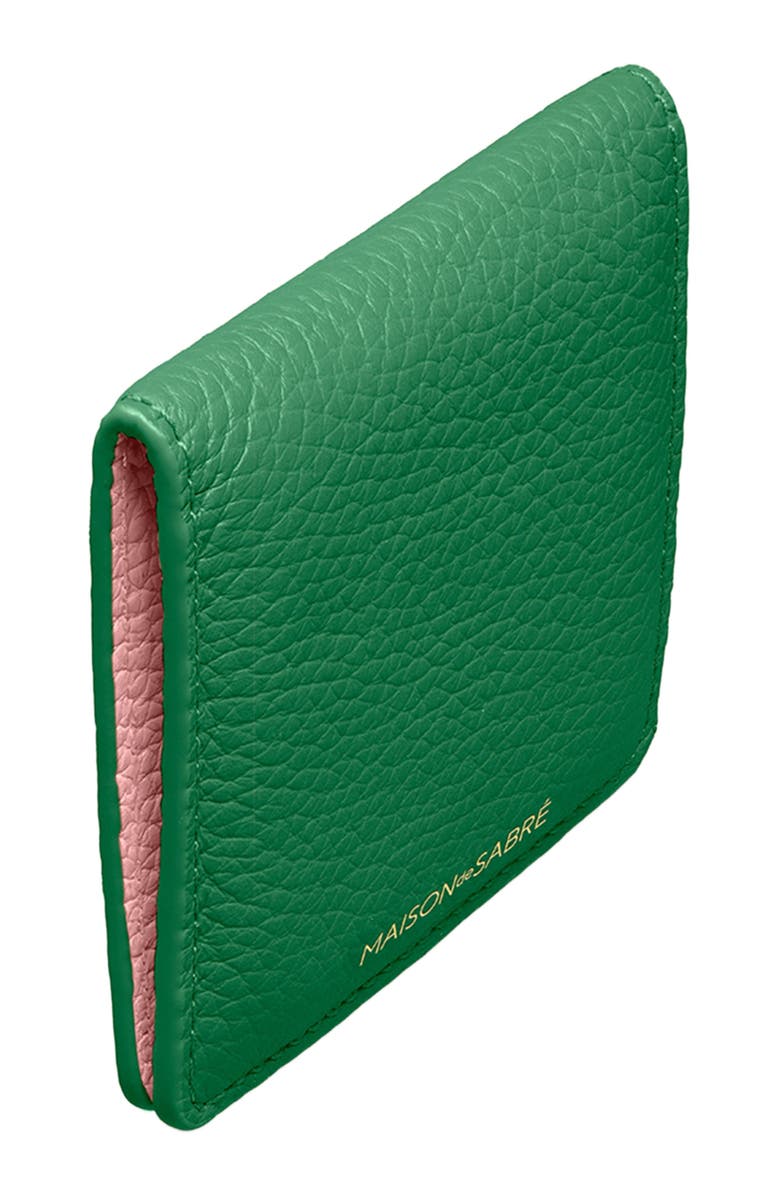 MAISON de SABRÉ Leather Compact Mirror, Alternate, color, Emerald Lily