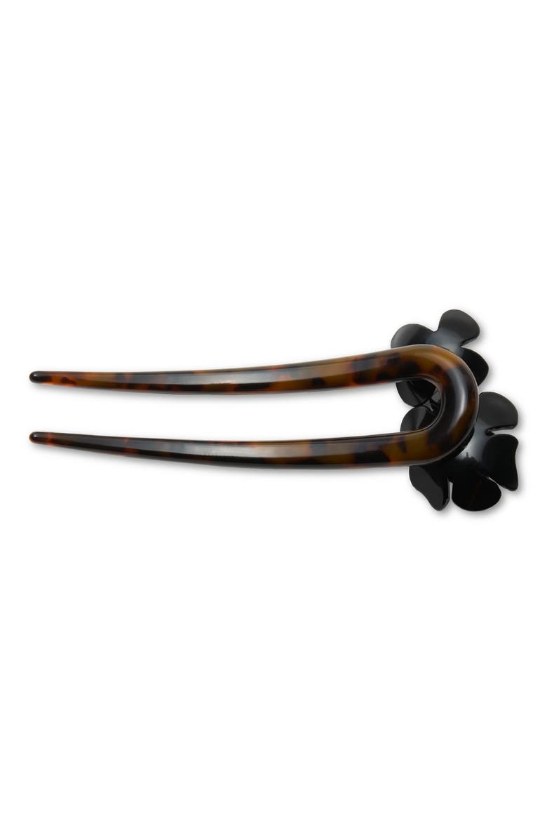 Petunia Faux Pearl Hair Pin, Alternate, color, JET TORTOISE