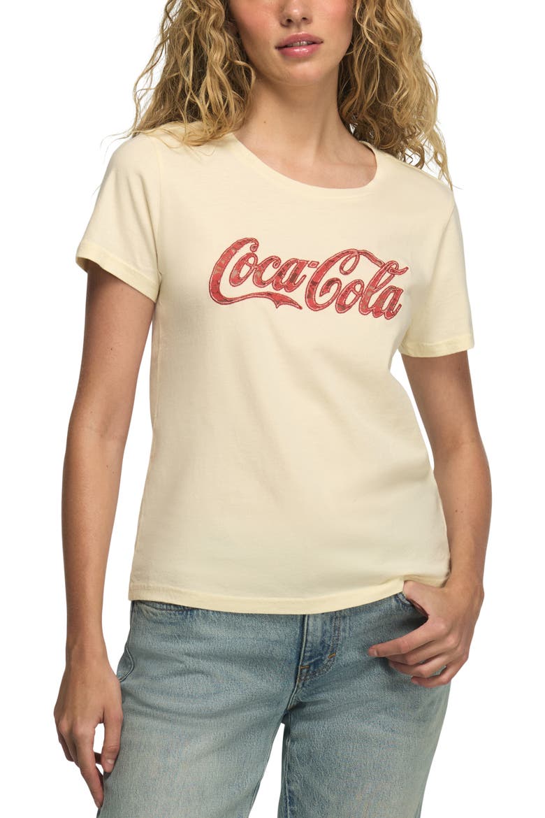 Coca Cola Lace Logo Graphic Cotton T-Shirt, Main, color, CANOLI CREAM