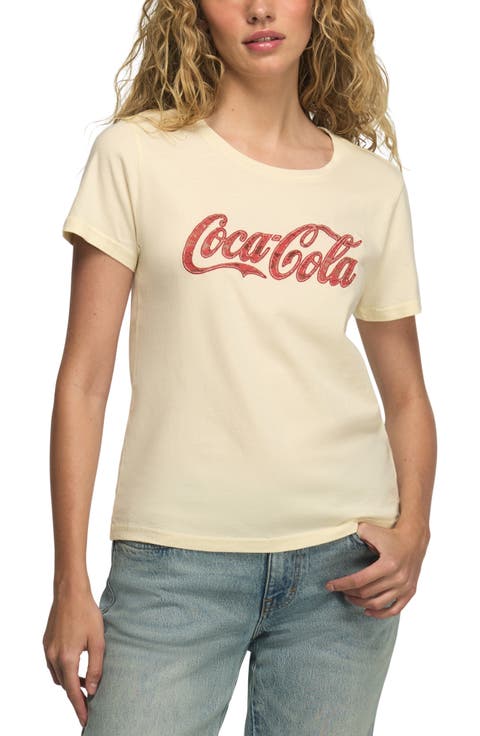 Coca Cola Lace Logo Graphic Cotton T-Shirt