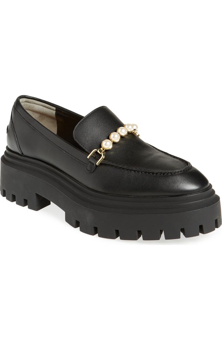 Stuart Weitzman Perla Imitation Pearl Lug Sole Loafer, Main, color,