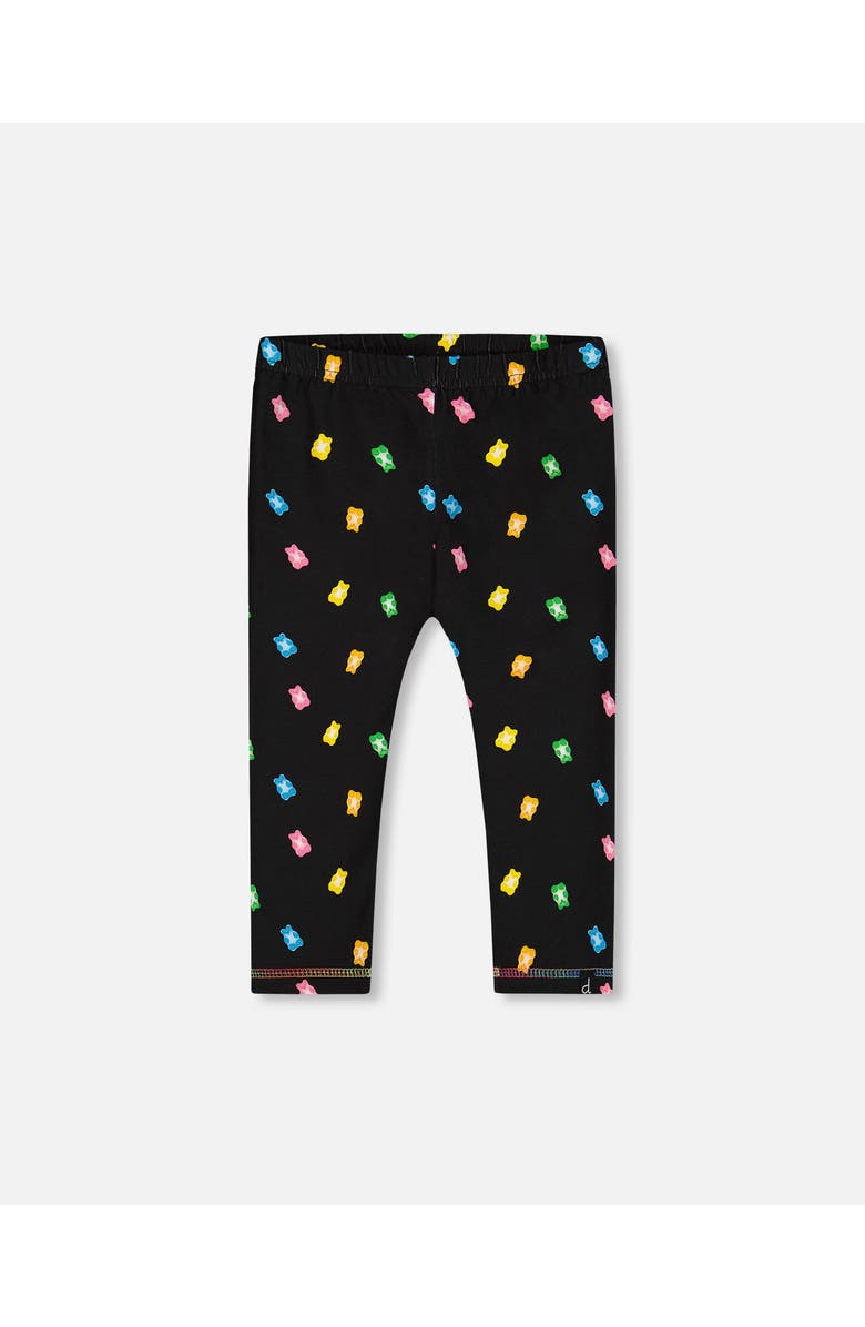 Deux par Deux Girl's Printed Capri Legging Black And Multicolored Gummies, Main, color, 