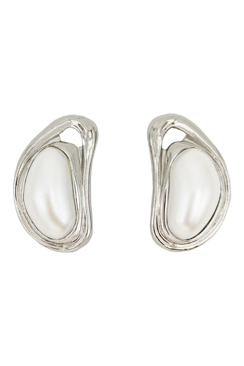 Vaila Stud Earrings, Main, color, SILVER/ PEARL