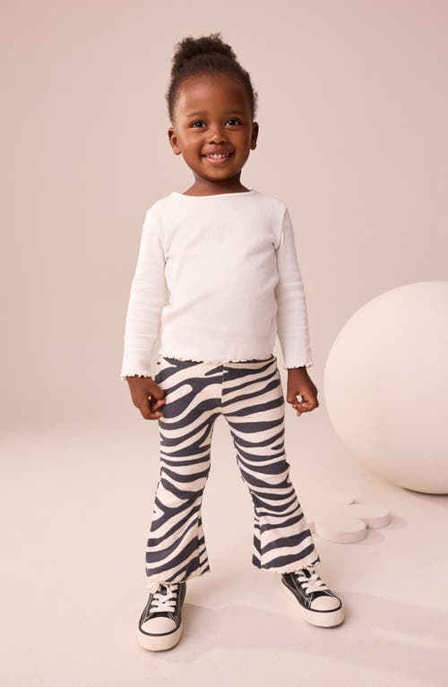 Next Kids' Zebra Print Rib Flare Leggings In Pink