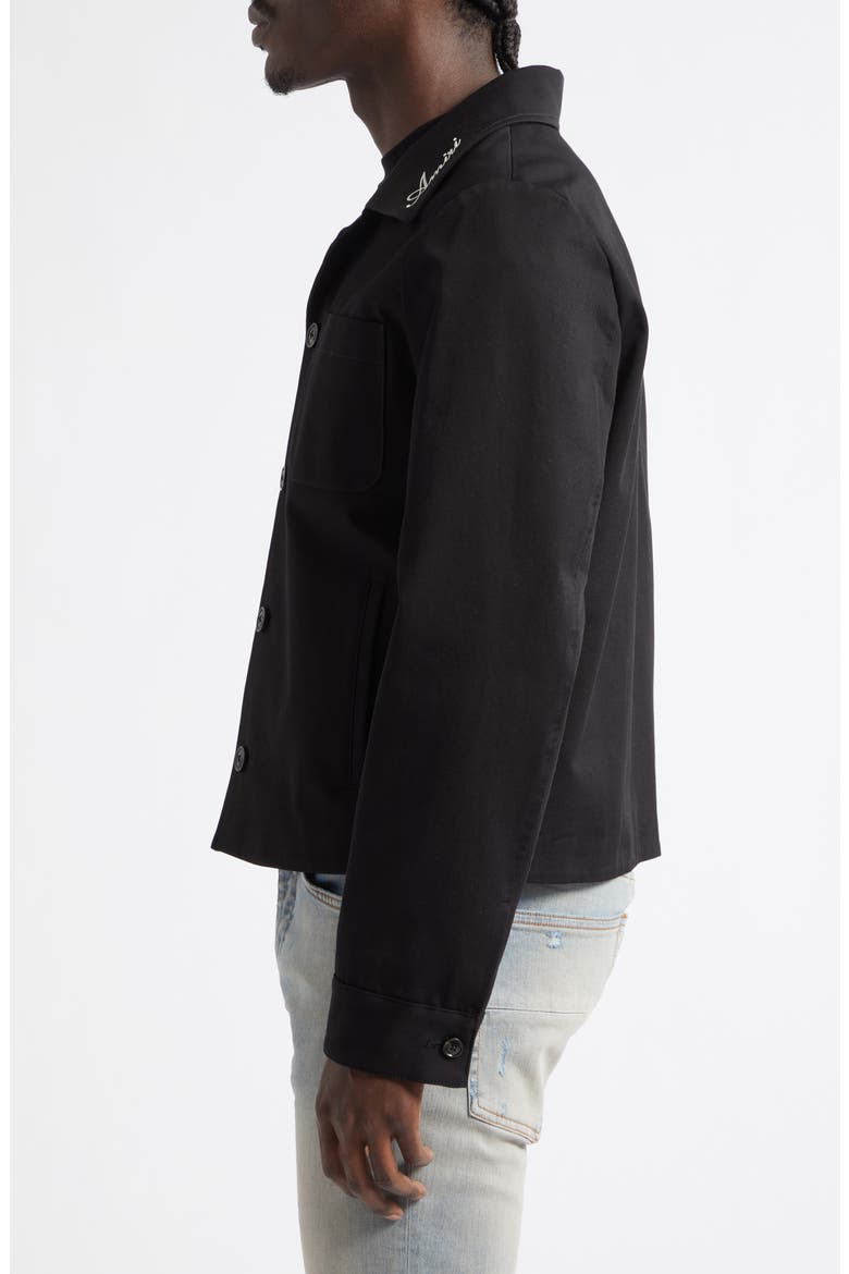 Script Collar Cotton Jacket, Alternate, color, BLACK