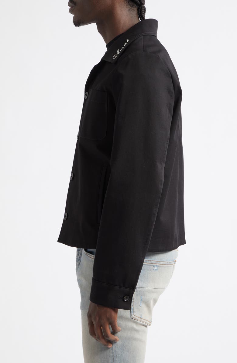 AMIRI Script Collar Cotton Jacket, Alternate, color, Black