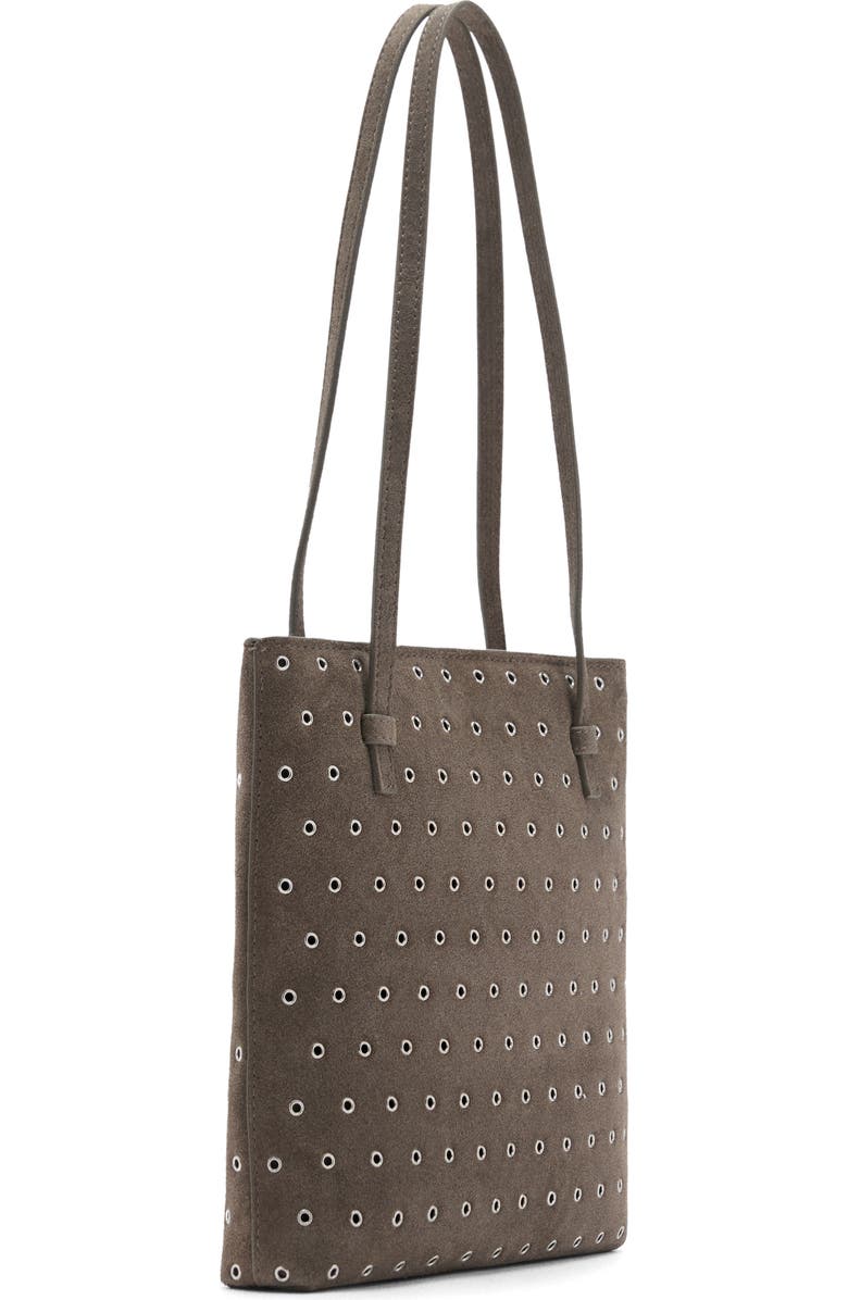 MANGO Die-Cut Leather Shopper Bag, Alternate, color,