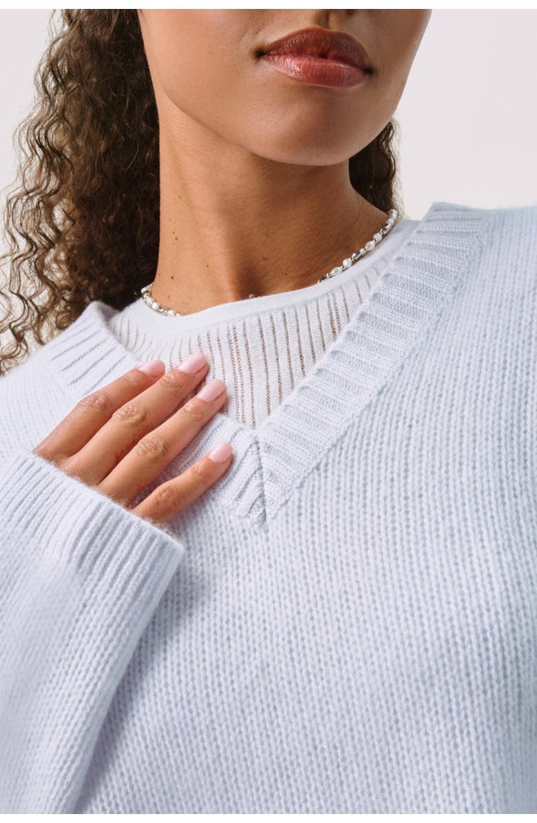 NAKED CASHMERE Off Gauge Long Sleeve V-Neck, Alternate, color, Cloud