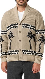 O'Neill Mirrored Palms Cotton Blend Cardigan