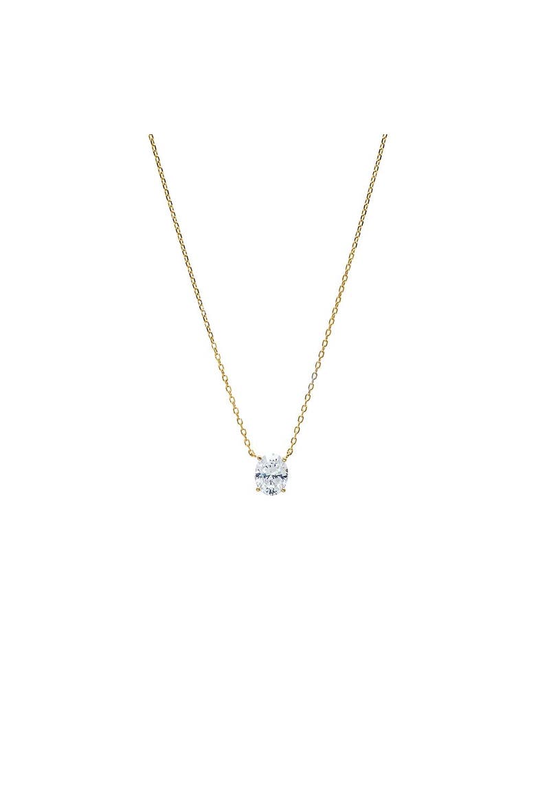 Oval Solitaire CZ Necklace, Main, color, Gold