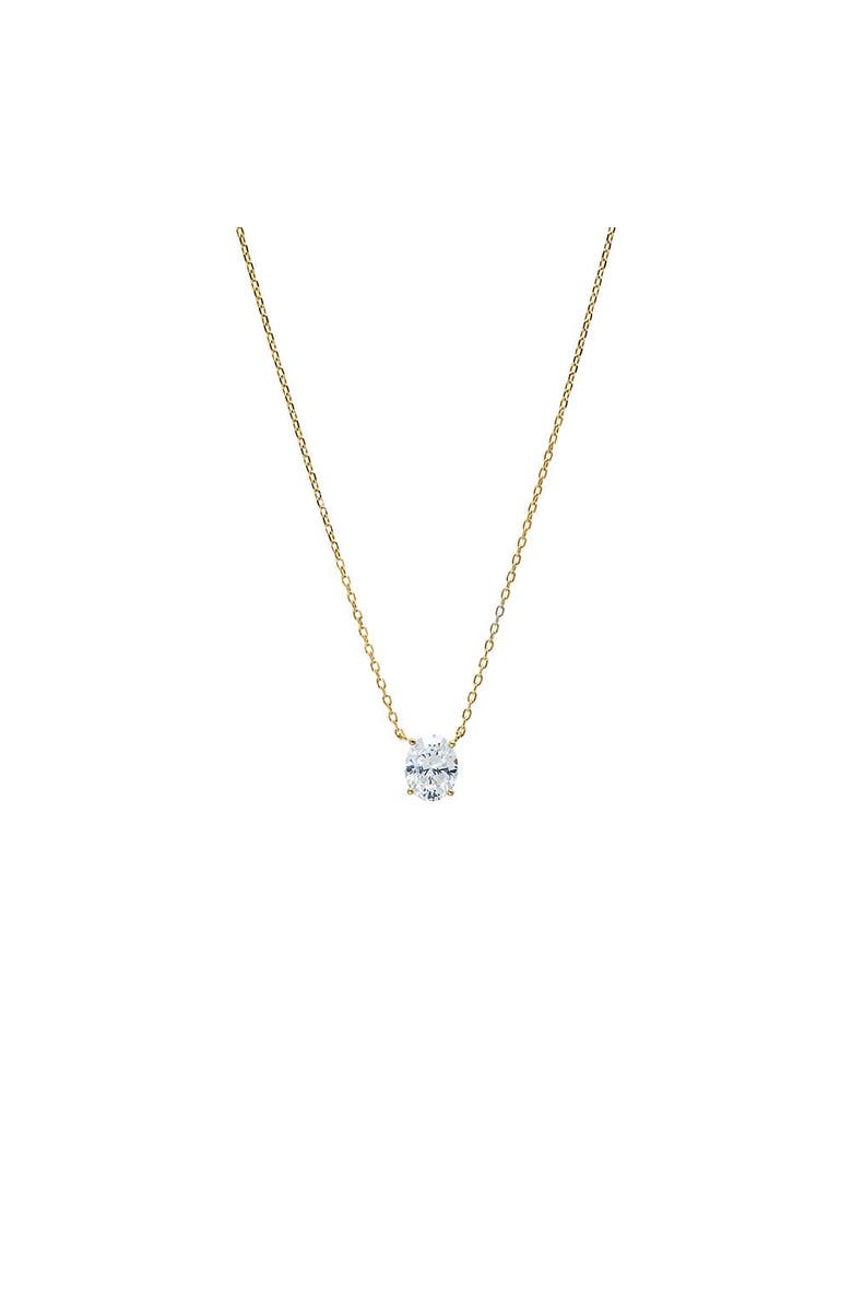 BY ADINA EDEN Oval Solitaire CZ Necklace, Main, color, Gold