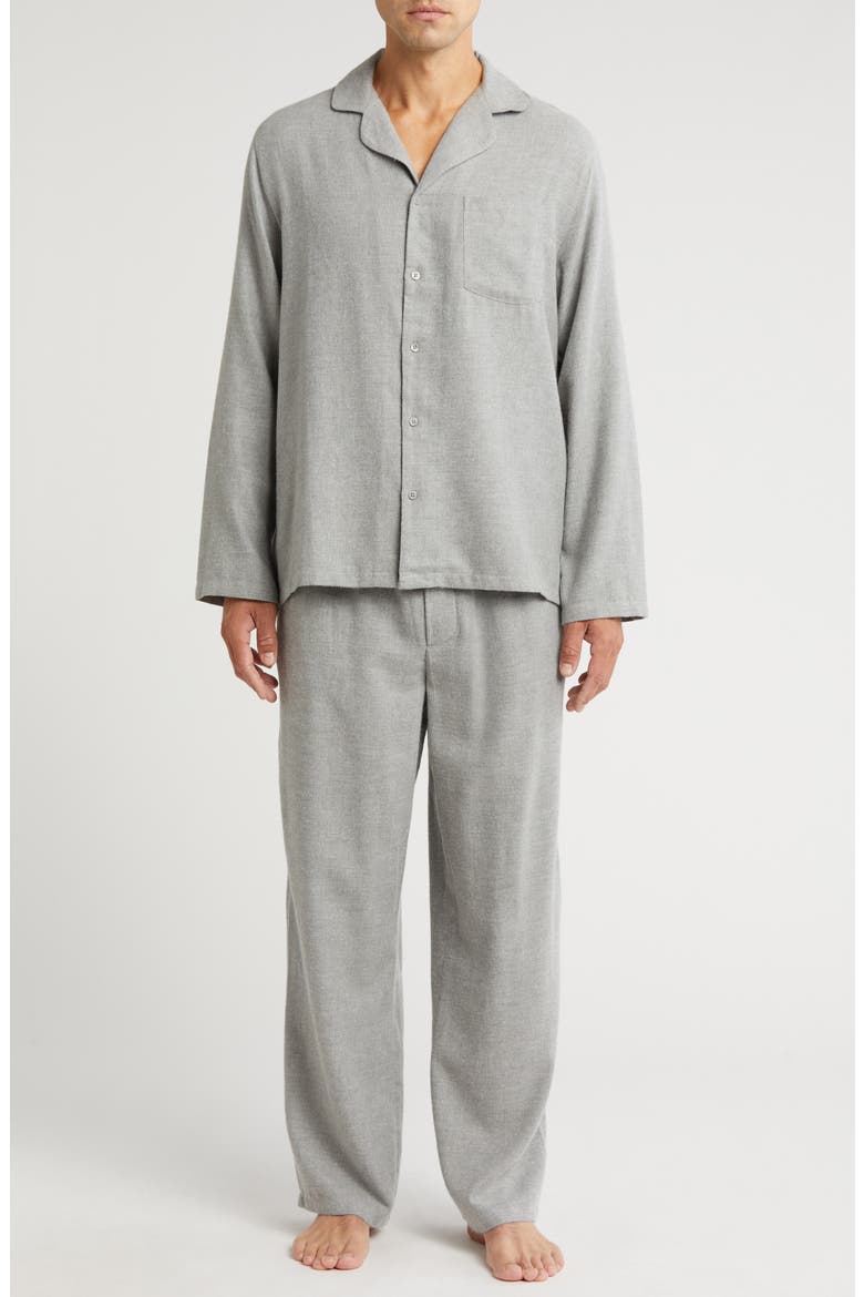 Heather Flannel Pajamas, Main, color, GREY HEATHER