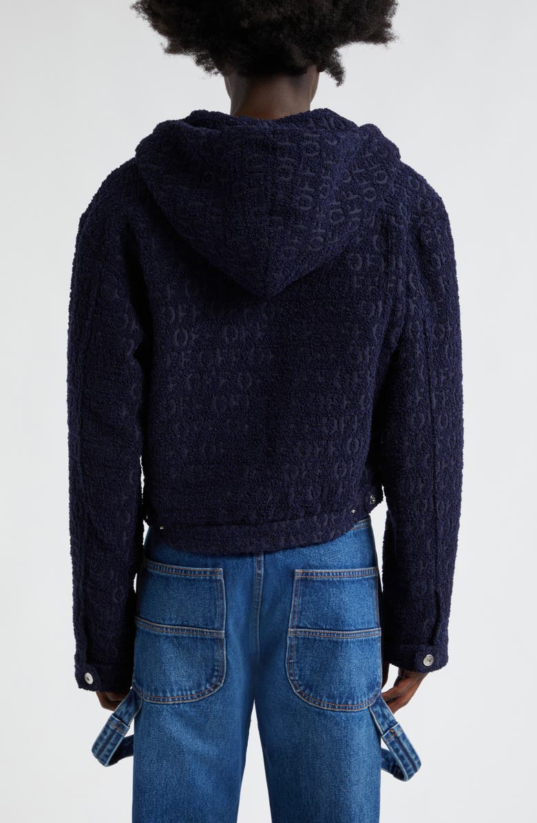 Off-White Sierra Logo Crop Hooded Bouclé Jacket, Alternate, color,