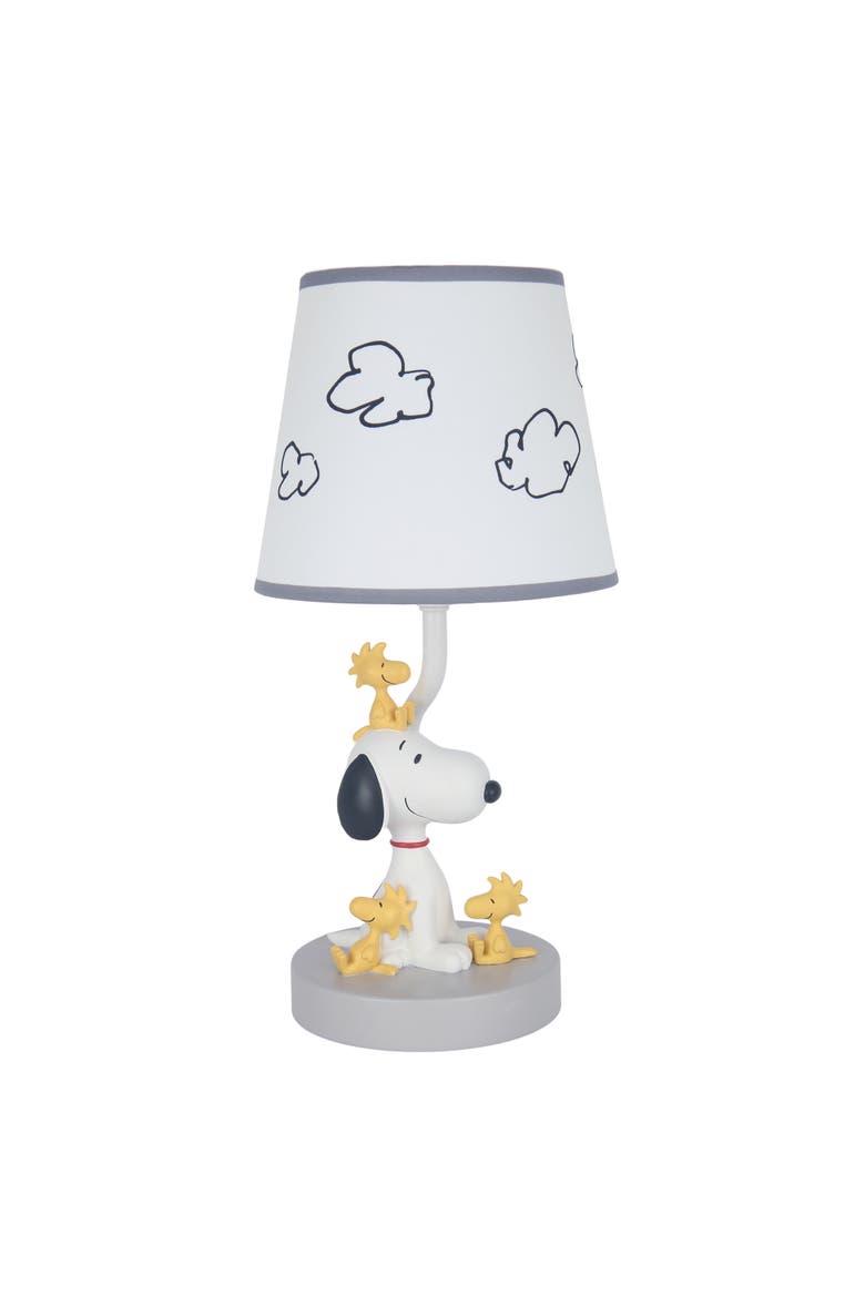 Classic Snoopy & Friends Nursery Lamp with Shade & Bulb, Main, color, White