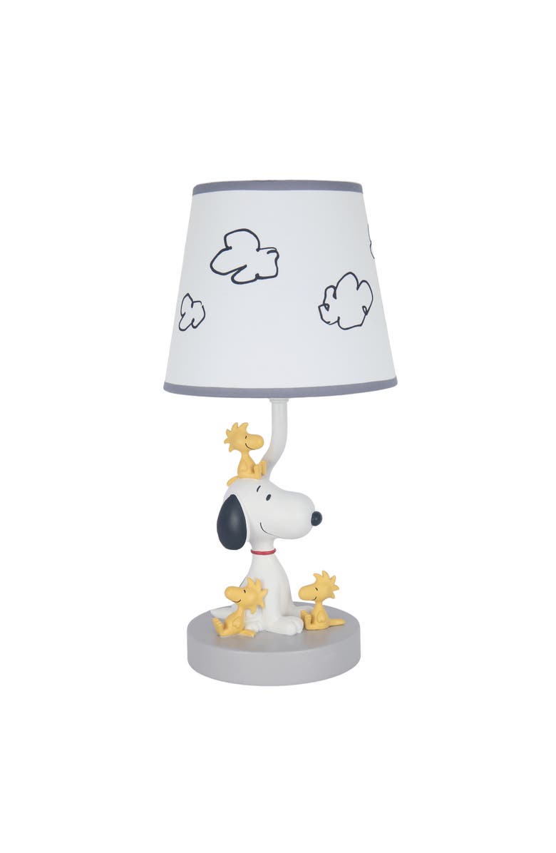Lambs & Ivy Classic Snoopy & Friends Nursery Lamp with Shade & Bulb, Main, color, White
