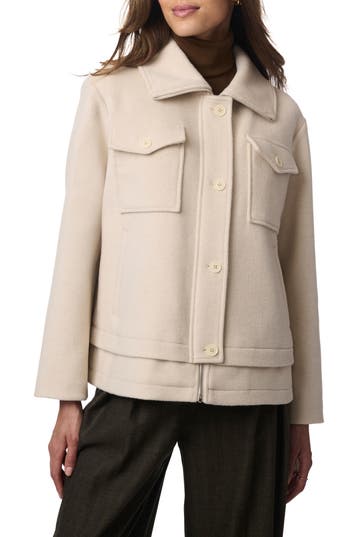 Bernardo Chest Pocket Coat In Putty