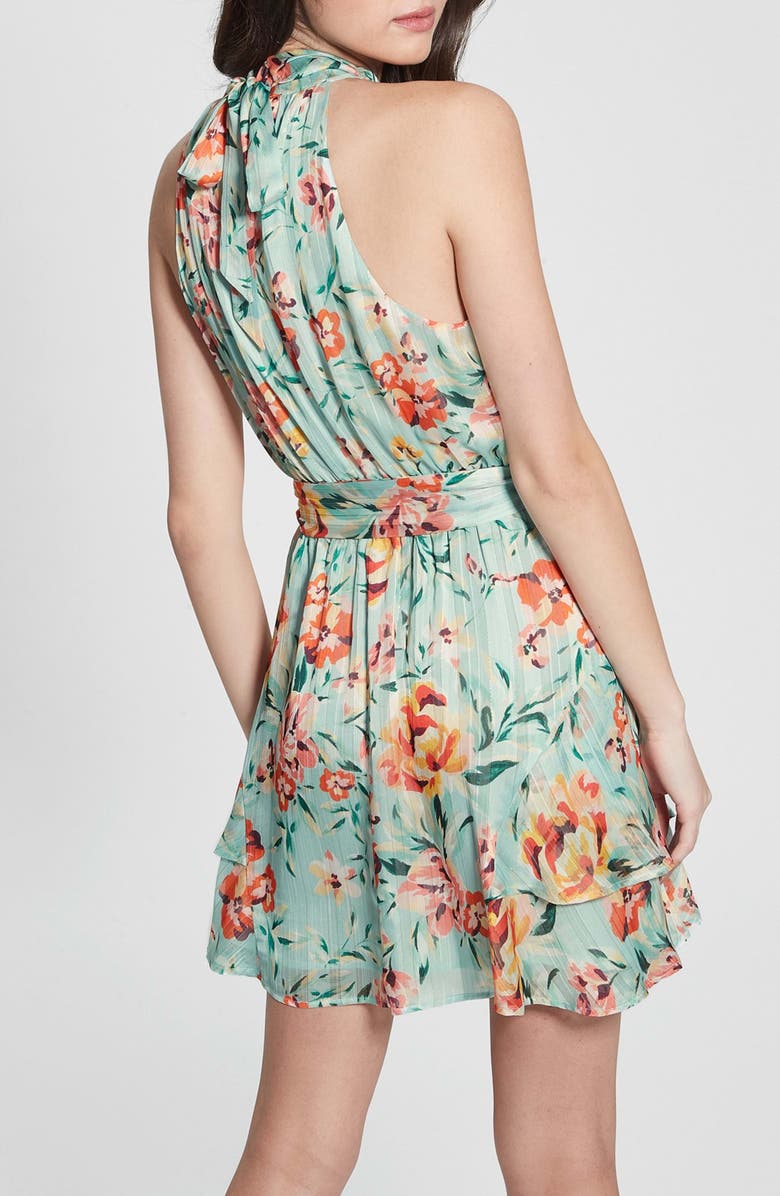 GUESS Romana Floral Pleated Chiffon Minidress, Alternate, color, 