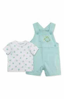 Little Me Turtles Cotton T-Shirt & Overalls Set