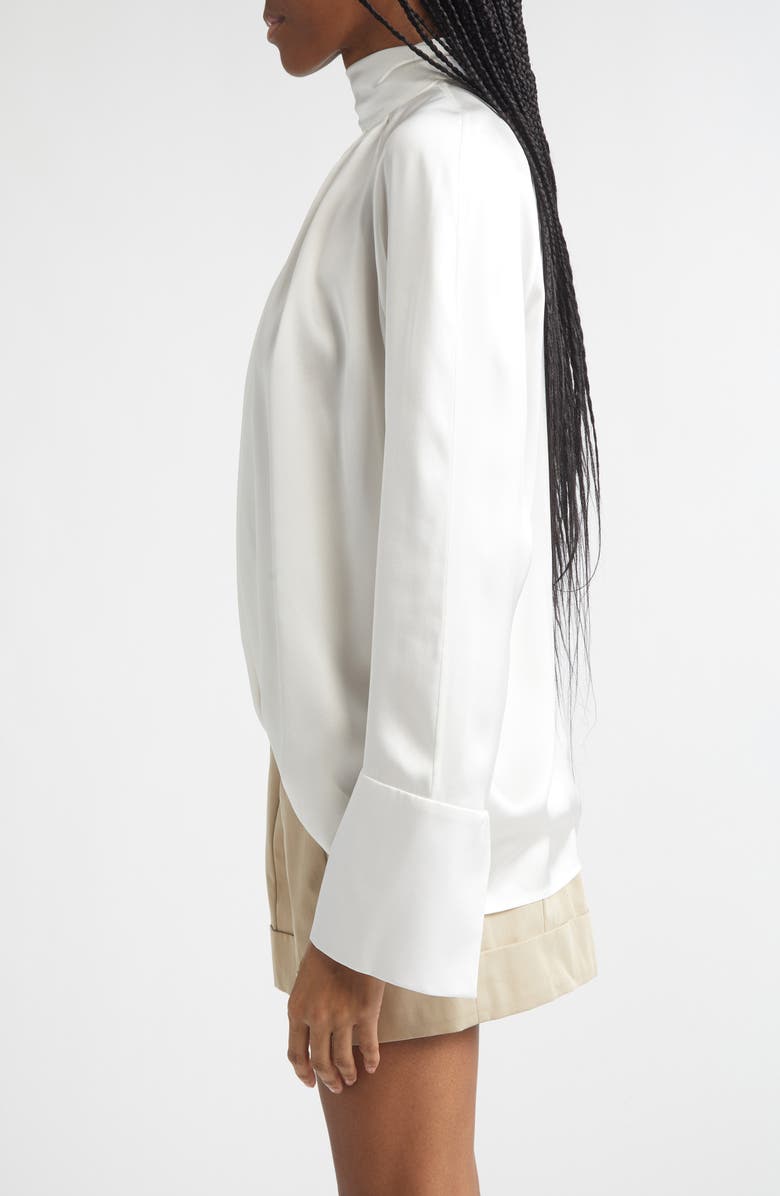 Balmain Draped Silk Top, Alternate, color, 0Fa White