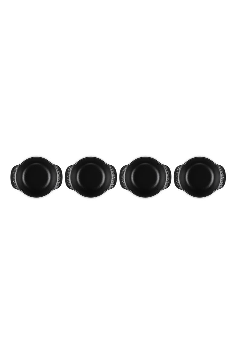 Gourmand Set of 4 1/3-Quart Enamel Cast Iron Cocotte with Lid, Alternate, color, MATTE BLACK