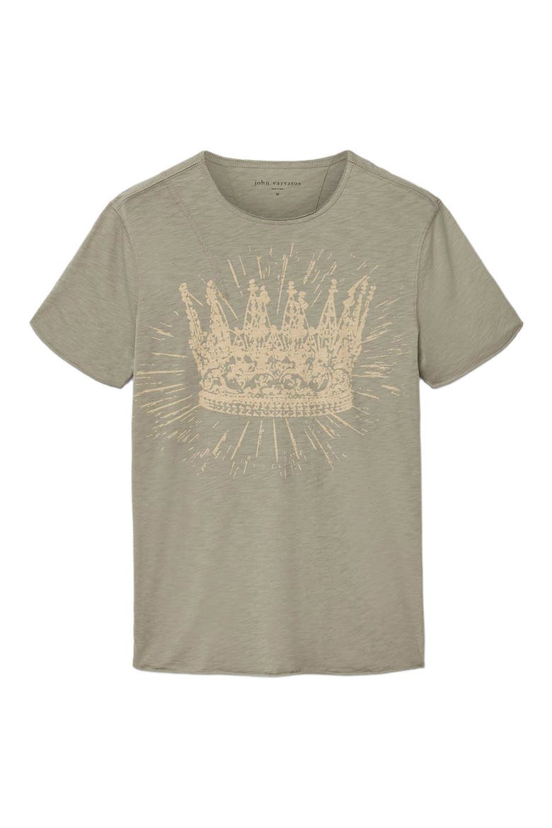 Raw Edge Shoulder Detail Graphic T-Shirt, Alternate, color, LIGHT OLIVE