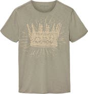 John Varvatos Raw Edge Shoulder Detail Graphic T-Shirt