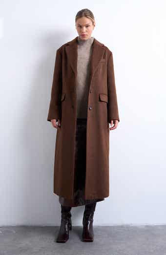 Topshop Single Breasted Longline Coat
