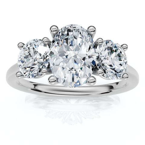 2Ct TWW Oval Lab Grown 3-Stone Diamond Engagement Ring in or Gold