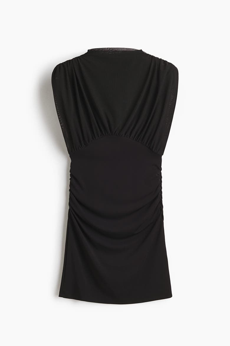 Draped Mini Dress, Alternate, color, Black
