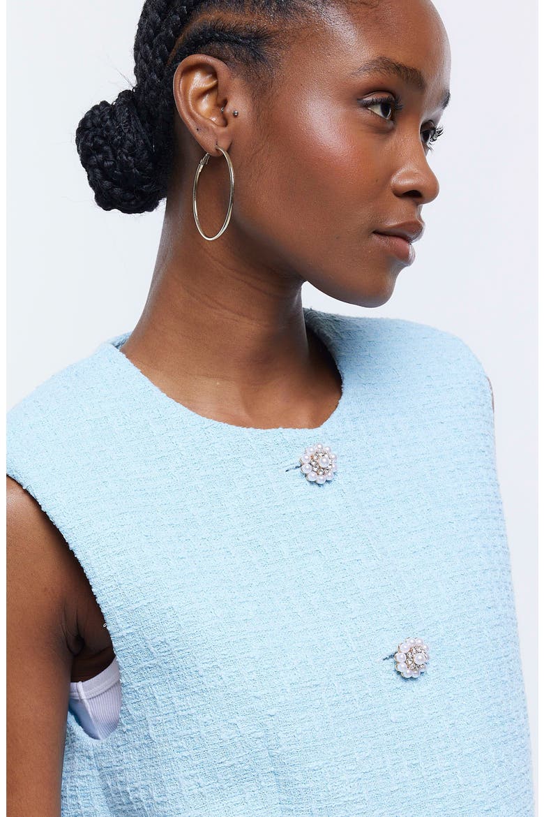 Cotton Blend Bouclé Vest, Alternate, color, BLUE