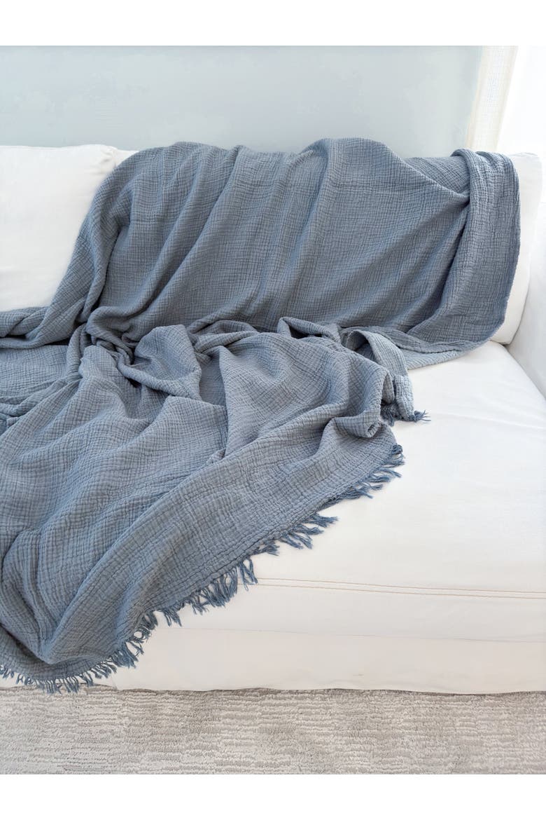 Crinkled Cotton Cuddle Throw, Alternate, color, Terracotta