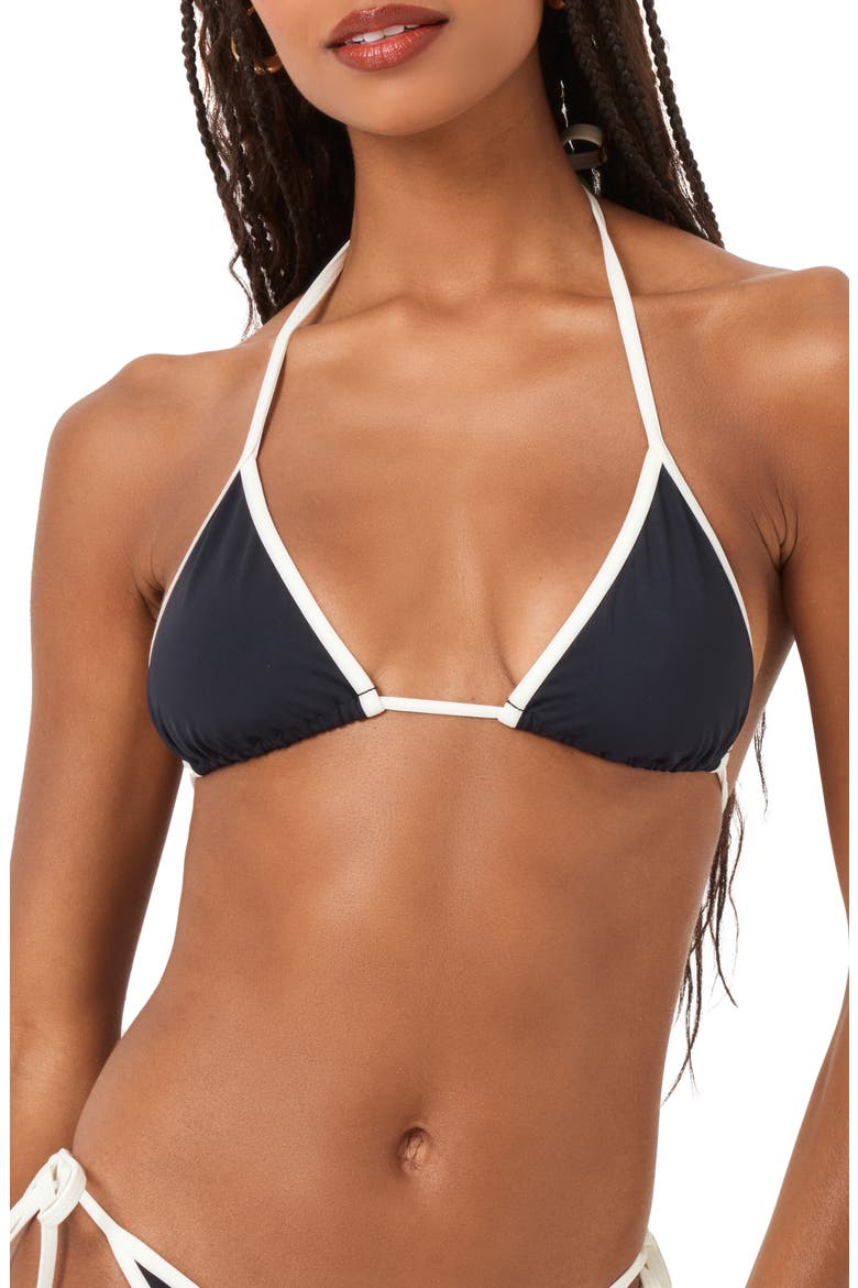 Triangle Bikini Top, Main, color, BLACK/ CREAM