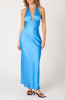 Nia Otis Halter Satin Maxi Dress