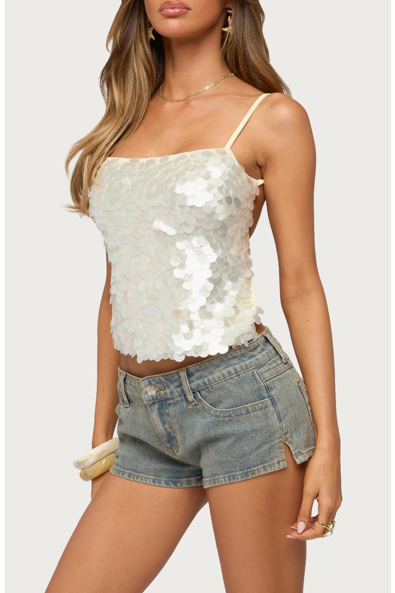 Macy Backless Sequin Top, Alternate, color, BEIGE