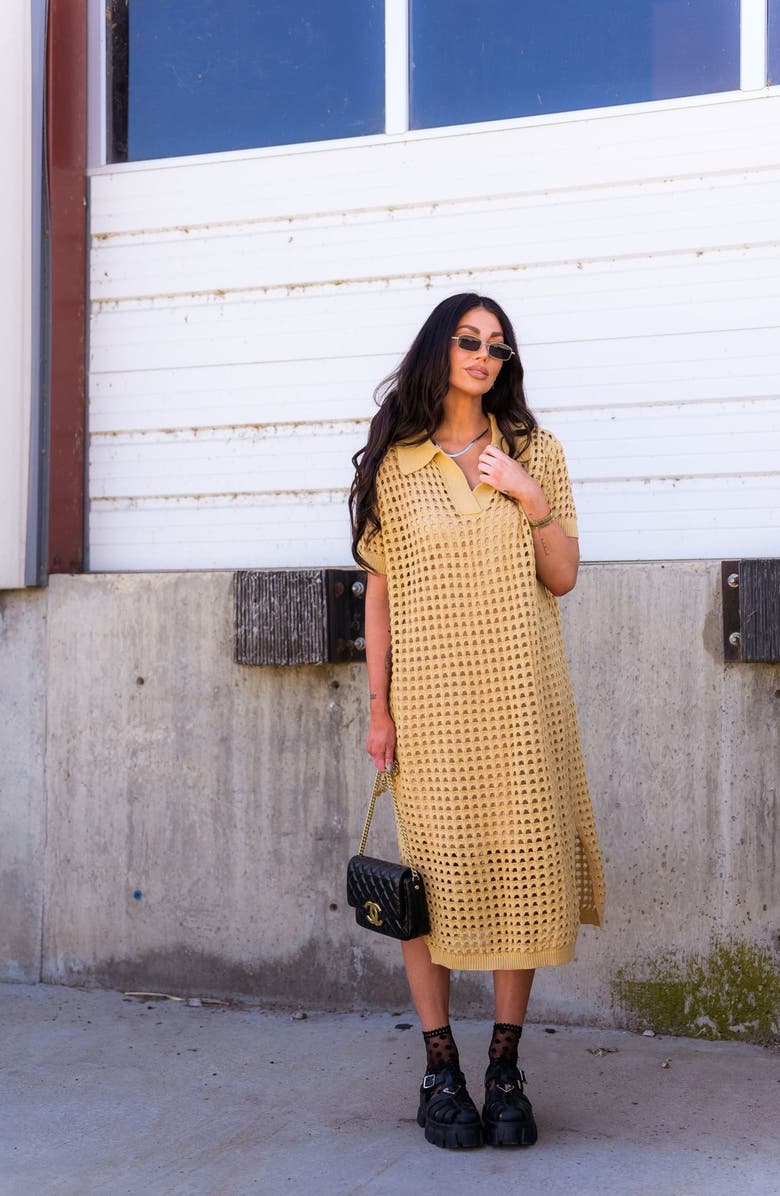 Dressed in Lala Soul Stuff Open Stitch Knit Dress, Alternate, color, Tan