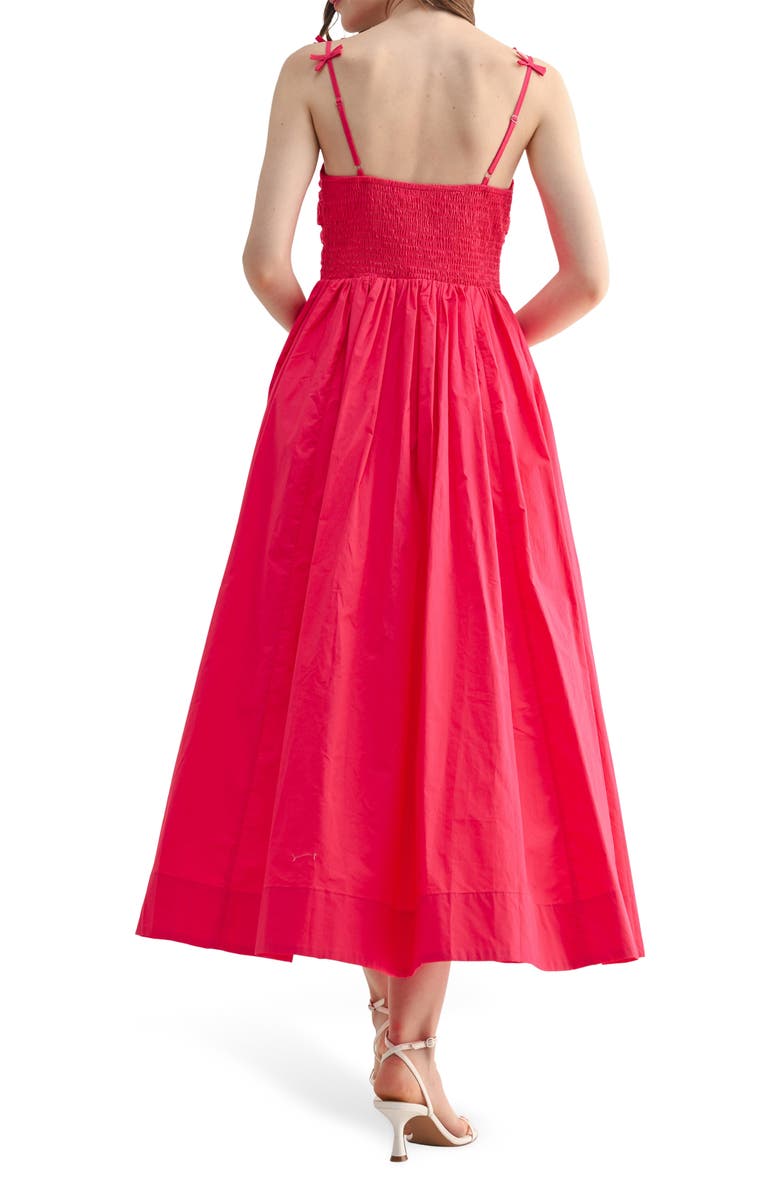 Lush Bow Strap Twist Cotton Dress, Alternate, color, Hot Pink